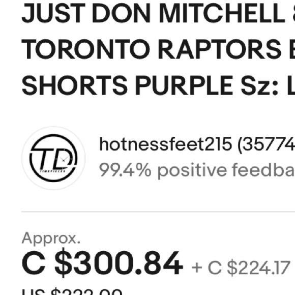 JUST DON NBA TORONTO RAPTORS BASKETBALL SHORTS PURPLE XL 1998-99 - Picture 8 of 8